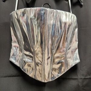 NWT Whitefox  small silver back zip corset
